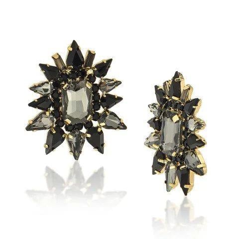 Çiçek Motif Kristal Küpe