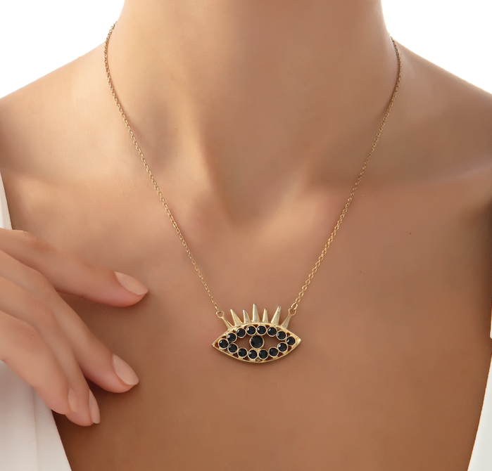 All Eyes On You Black Chain Kolye