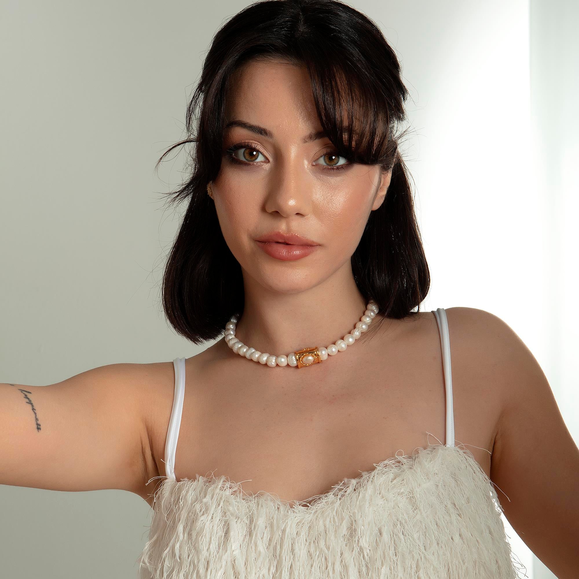 Helen Tek Sıra İnci Kolye