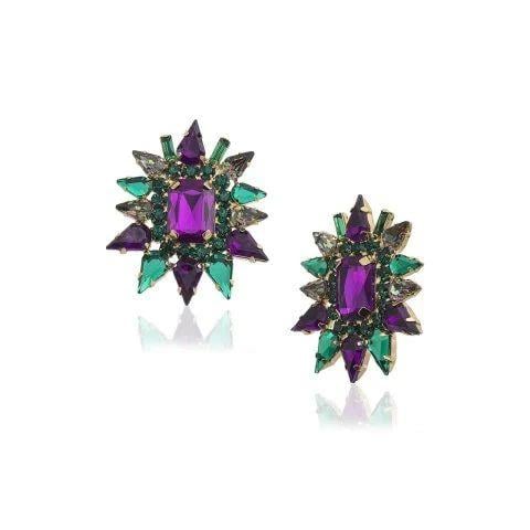 Çiçek Motif Kristal Küpe