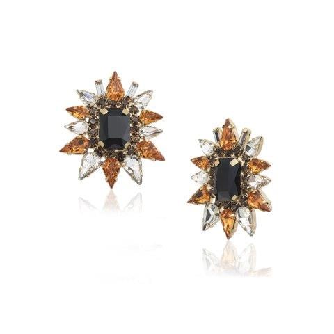 Çiçek Motif Kristal Küpe
