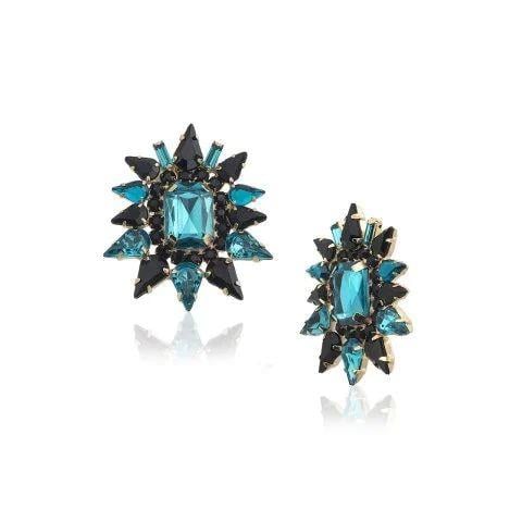 Çiçek Motif Kristal Küpe