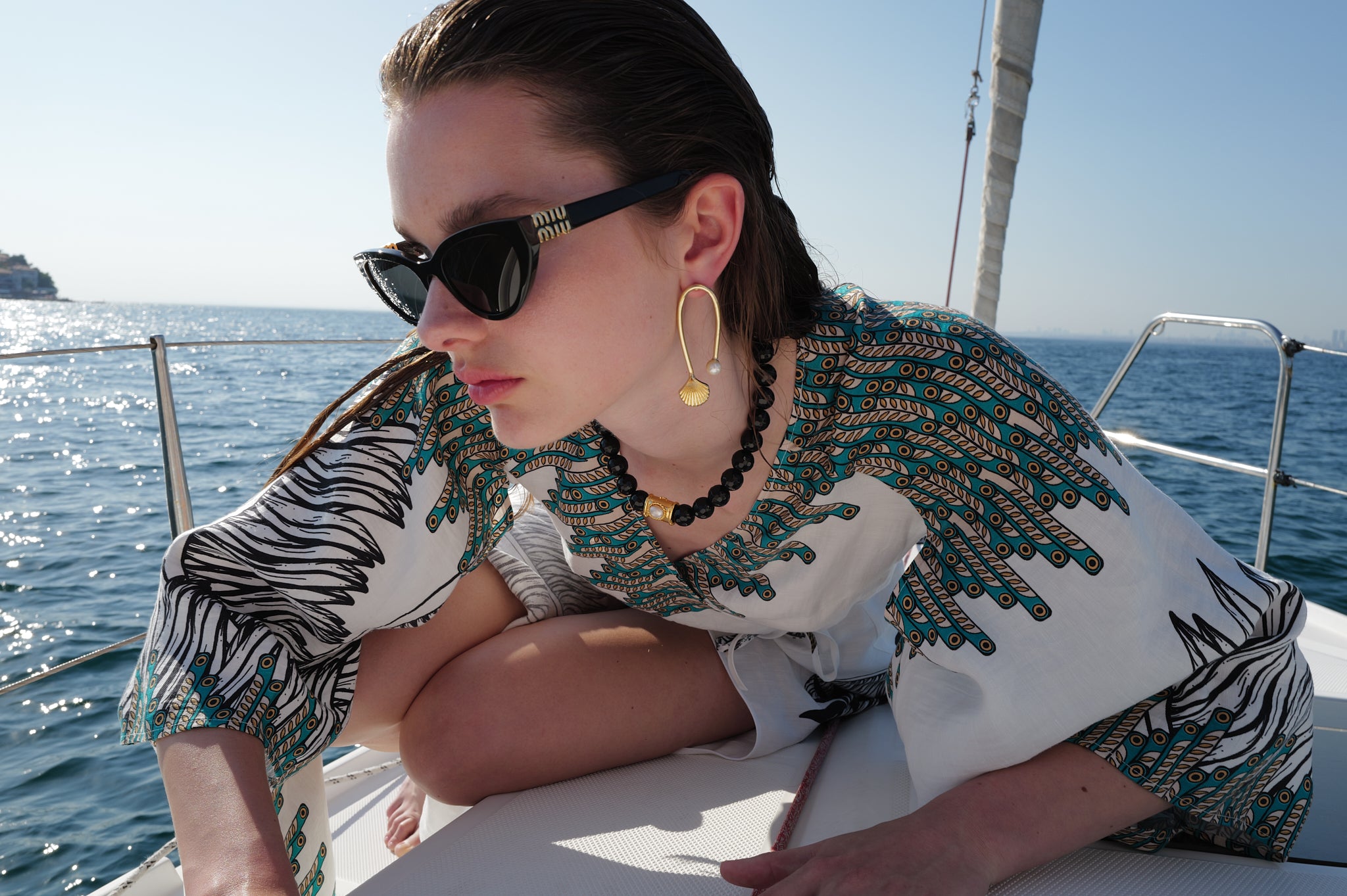 Seashell and Pearl Küpe