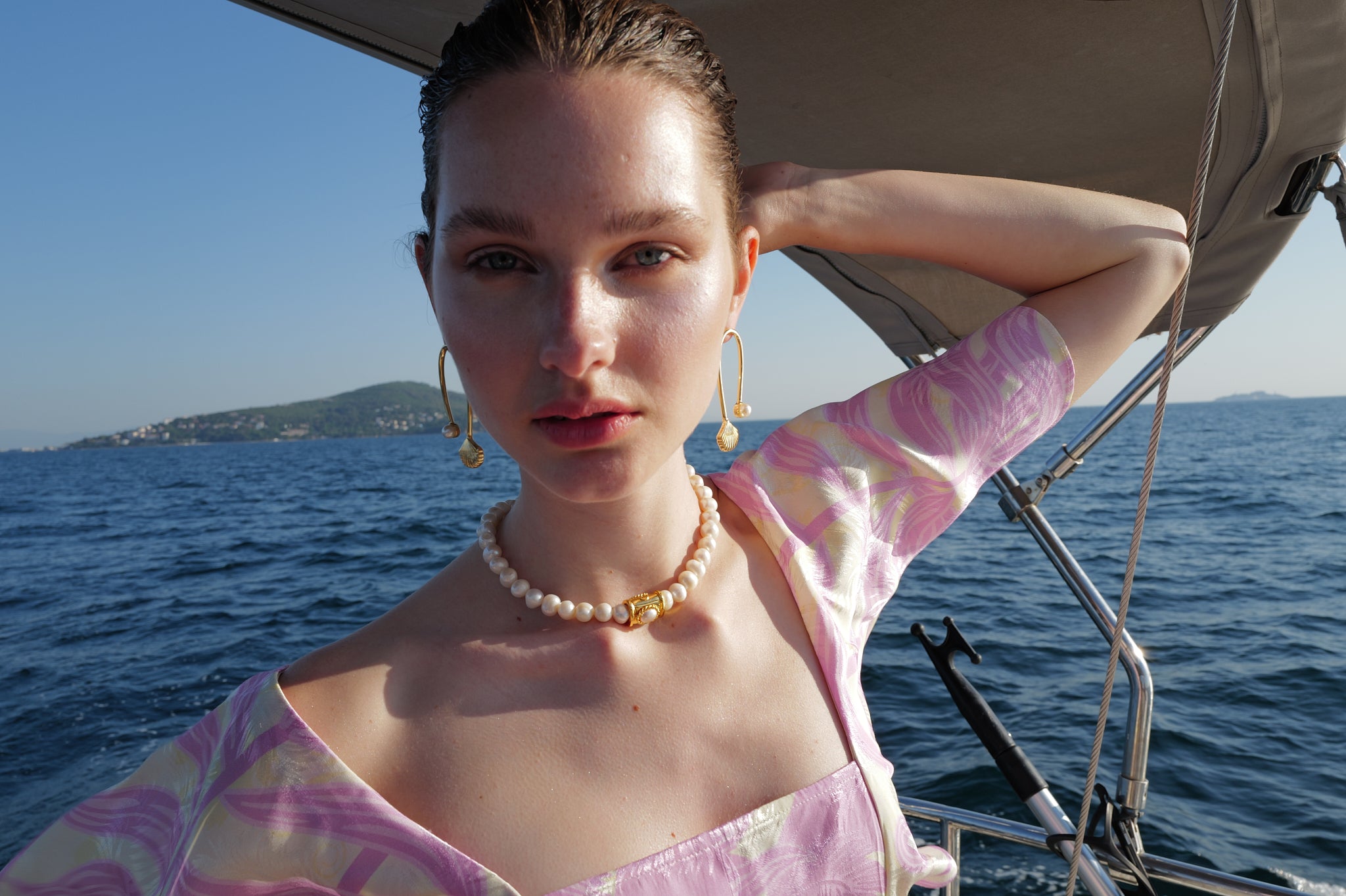 Seashell and Pearl Küpe